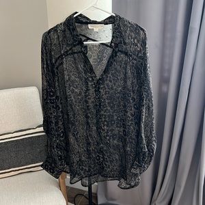 LOVESTITCH | long sleeve sheer button down top